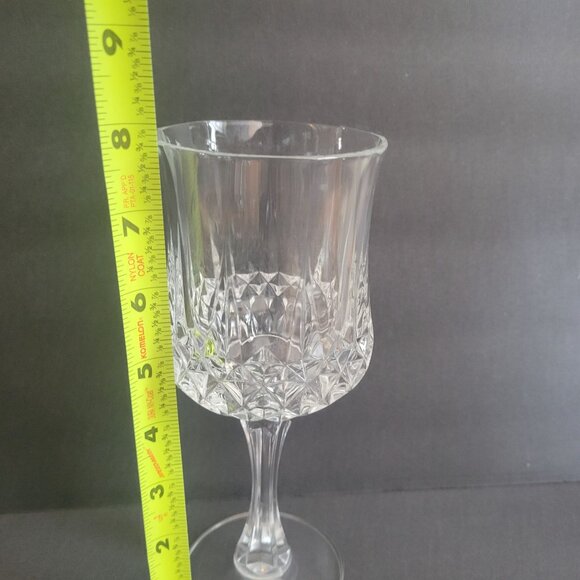 Cristal D'arques Set Of 4 Clear Crystal Cut Stemmed Wine Glasses 8" Longchamp - Picture 4 of 8